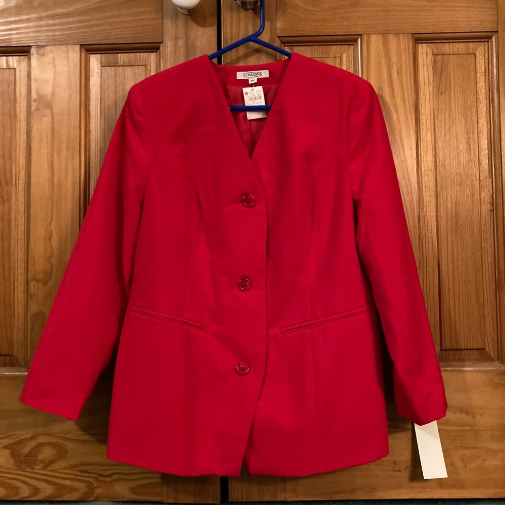 NWT Lorianna Vintage 80s 90s Blazer Jacket Career Dress Lined Red Size 14P